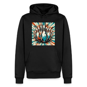 Bowling / Quilles / Bowling / Pin / Strike - Sweat à capuche Premium bio Homme - noir - Devant - Nico (187cm)