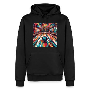 Bowling / Quilles / Bowling / Pin / Strike - Sweat à capuche Premium bio Homme - noir - Devant - Nico (187cm)
