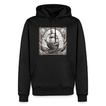Navire / Bateau / Ancre / Mer / Océan / Capitaine - Sweat à capuche Premium bio Homme - noir - Devant - Nico (187cm)