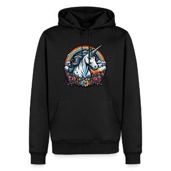 Unicorn / Mythical Creatures / Fairy Tale / Magic / Glitter - Men’s Premium Organic Hoodie - black - Front - Nico (187cm)
