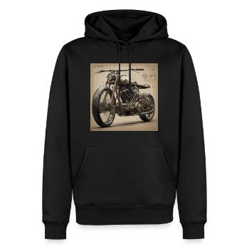 Bauplan / Sepia / Vintage / Retro / Motorrad - Männer Premium Bio Hoodie - Schwarz - Vorne - Nico (187cm)