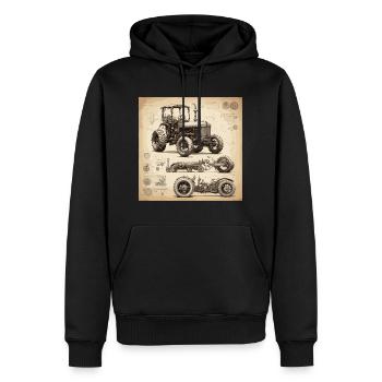 Plan / Sépia / Vintage / Rétro / Tracteur - Sweat à capuche Premium bio Homme - noir - Devant - Nico (187cm)