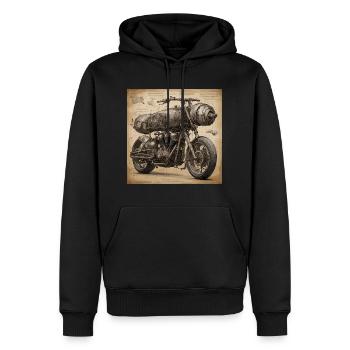 Plan / Sépia / Vintage / Rétro / Moto - Sweat à capuche Premium bio Homme - noir - Devant - Nico (187cm)
