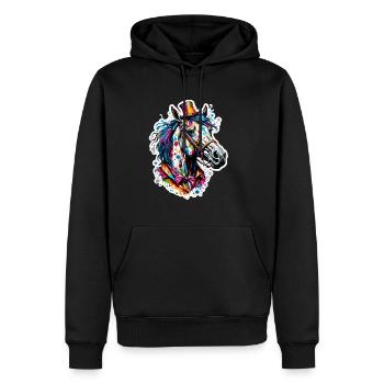 Clown Animal / Cirque / Drôle / Coloré / Spectacle / Cheval - Sweat à capuche Premium bio Homme - noir - Devant - Nico (187cm)