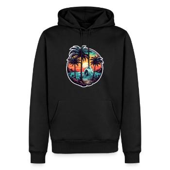 Strand / Insel / Urlaub / Sommer / Sonne / Meer - Männer Premium Bio Hoodie - Schwarz - Vorne - Nico (187cm)