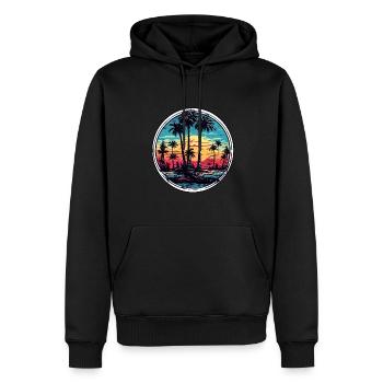 Strand / Insel / Urlaub / Sommer / Sonne / Meer - Männer Premium Bio Hoodie - Schwarz - Vorne - Nico (187cm)