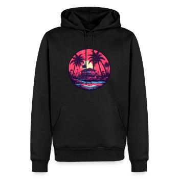 Strand / Insel / Urlaub / Sommer / Sonne / Meer - Männer Premium Bio Hoodie - Schwarz - Vorne - Nico (187cm)
