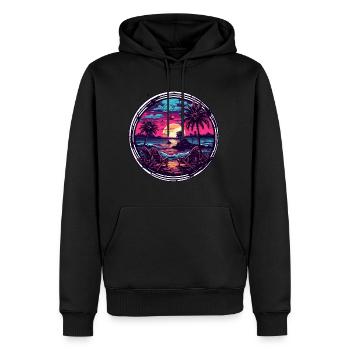 Strand / Insel / Urlaub / Sommer / Sonne / Meer - Männer Premium Bio Hoodie - Schwarz - Vorne - Nico (187cm)