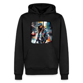 Rappeur / Hip Hop / Chanson / Cool / Rimes / Beat - Sweat à capuche Premium bio Homme - noir - Devant - Nico (187cm)