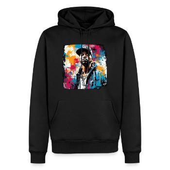 Rappeur / Hip Hop / Chanson / Cool / Rimes / Beat - Sweat à capuche Premium bio Homme - noir - Devant - Nico (187cm)