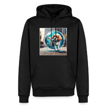 Tier in Seifenblase / kindlich / niedlich / Hund - Männer Premium Bio Hoodie - Schwarz - Vorne - Nico (187cm)
