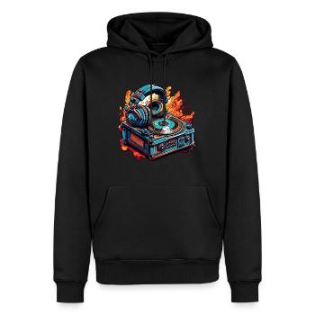 Kopfhörer / Audio / Musik / Klang / cool - Männer Premium Bio Hoodie - Schwarz - Vorne - Nico (187cm)