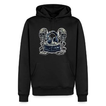 Casque / Audio / Musique / Skull / Cool - Sweat à capuche Premium bio Homme - noir - Devant - Nico (187cm)