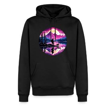 Angler Siluette / angeln / Fisch / See / Sport - Männer Premium Bio Hoodie - Schwarz - Vorne - Nico (187cm)
