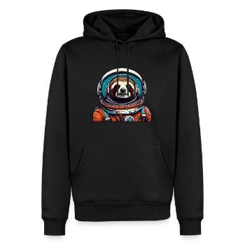 Astronaut / Weltall / Tier / Faultier / Raumschiff - Männer Premium Bio Hoodie - Schwarz - Vorne - Nico (187cm)