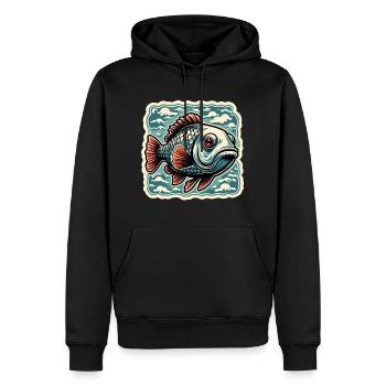 Fisch / Tier / Aquarium / Wasser / Teich / See - Männer Premium Bio Hoodie - Schwarz - Vorne - Nico (187cm)