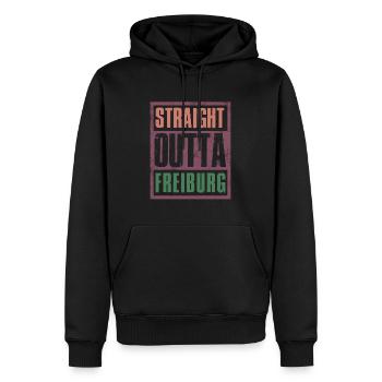 Straight outta Freiburg - Männer Premium Bio Hoodie - Schwarz - Vorne - Nico (187cm)