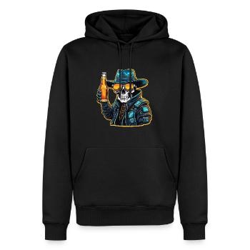 Crâne / Crâne / Squelette / Gothique / Bière - Sweat à capuche Premium bio Homme - noir - Devant - Nico (187cm)