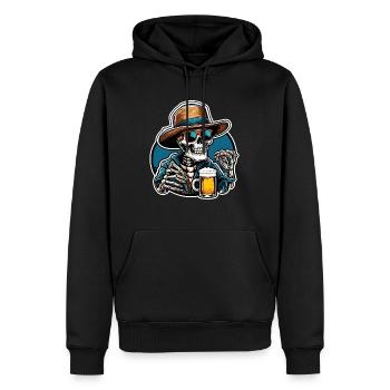 Skull / Totenkopf / Skelett / Gothic / Tattoo - Männer Premium Bio Hoodie - Schwarz - Vorne - Nico (187cm)