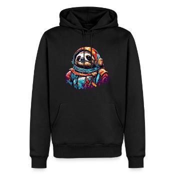Astronaut / Weltall / Tier / Faultier / Raumschiff - Männer Premium Bio Hoodie - Schwarz - Vorne - Nico (187cm)