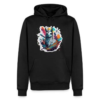 Astronaut / Space / Animal / Llama / Spaceship - Men’s Premium Organic Hoodie - black - Front - Nico (187cm)