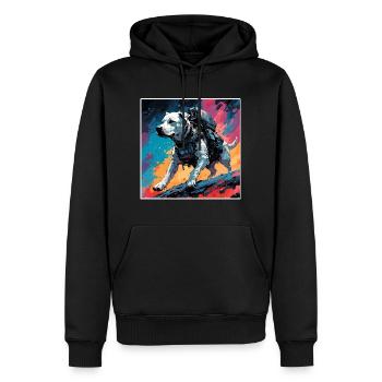 Astronaute / Espace / Vaisseau spatial / Chien - Sweat à capuche Premium bio Homme - noir - Devant - Nico (187cm)