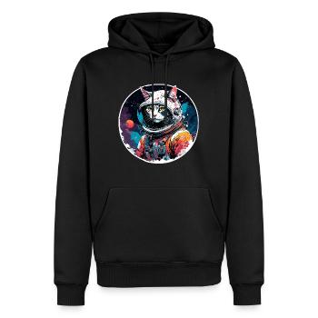 Astronaute / Espace / Animal / Chat / Vaisseau spatial - Sweat à capuche Premium bio Homme - noir - Devant - Nico (187cm)
