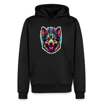 Chien / Animal / Animal de compagnie / Poilu / Berger allemand - Sweat à capuche Premium bio Homme - noir - Devant - Nico (187cm)