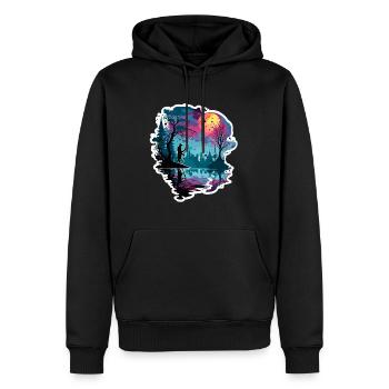 Angler Siluette / angeln / Fisch / See / Sport - Männer Premium Bio Hoodie - Schwarz - Vorne - Nico (187cm)