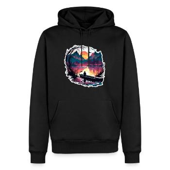 Angler Siluette / angeln / Fisch / See / Sport - Männer Premium Bio Hoodie - Schwarz - Vorne - Nico (187cm)