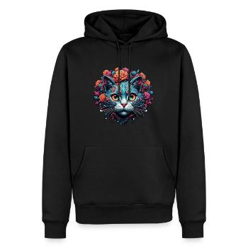 Cool Cat / Funny / Animal / Pet / Crazy - Men’s Premium Organic Hoodie - black - Front - Nico (187cm)