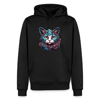 Cool Cat / Funny / Animal / Pet / Crazy - Men’s Premium Organic Hoodie - black - Front - Nico (187cm)