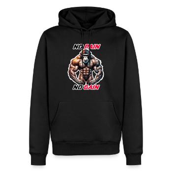 Bodybuilder / Sports / Fitness / Singe / Muscles - Sweat à capuche Premium bio Homme - noir - Devant - Nico (187cm)