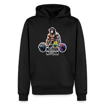 Bodybuilder / Sports / Fitness / Singe / Muscles - Sweat à capuche Premium bio Homme - noir - Devant - Nico (187cm)