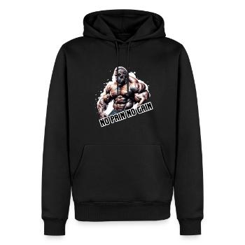Bodybuilder / Sports / Fitness / Singe / Muscles - Sweat à capuche Premium bio Homme - noir - Devant - Nico (187cm)
