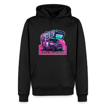 Camping-car / Camping-car / camping / Roadtrip / Voyage - Sweat à capuche Premium bio Homme - noir - Devant - Nico (187cm)