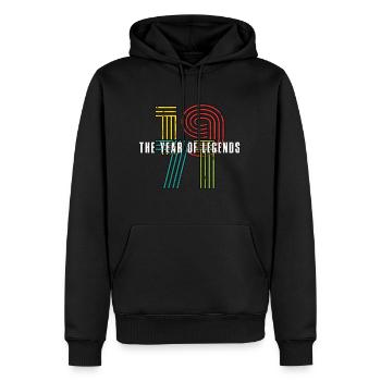 Millésime 1971 - Sweat à capuche Premium bio Homme - noir - Devant - Nico (187cm)