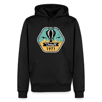 Millésime 1971 - Sweat à capuche Premium bio Homme - noir - Devant - Nico (187cm)