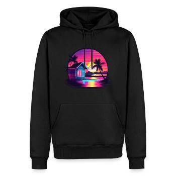 Haus am See / Hütte / See / Berge / Natur /Wald - Männer Premium Bio Hoodie - Schwarz - Vorne - Nico (187cm)