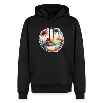 Haus am See / Hütte / See / Berge / Natur /Wald - Männer Premium Bio Hoodie - Schwarz - Vorne - Nico (187cm)
