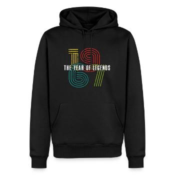 Millésime 1967 - Sweat à capuche Premium bio Homme - noir - Devant - Nico (187cm)