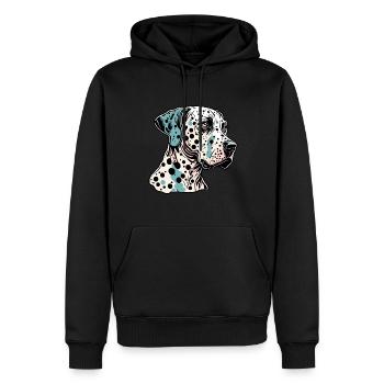 Dalmatien / Chien / Animal / Animal de compagnie / Aboiement - Sweat à capuche Premium bio Homme - noir - Devant - Nico (187cm)