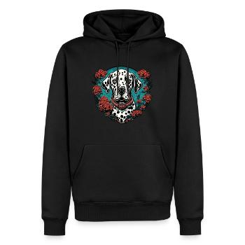 Dalmatien / Chien / Animal / Animal de compagnie / Aboiement - Sweat à capuche Premium bio Homme - noir - Devant - Nico (187cm)