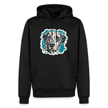 Dalmatien / Chien / Animal / Animal de compagnie / Aboiement - Sweat à capuche Premium bio Homme - noir - Devant - Nico (187cm)