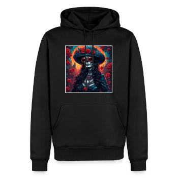 La Catrina/ Tatouage / Mexique / Crâne / Crâne - Sweat à capuche Premium bio Homme - noir - Devant - Nico (187cm)