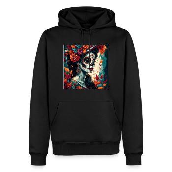 La Catrina/ Tattoo / Mexique / Crâne / Crâne - Sweat à capuche Premium bio Homme - noir - Devant - Nico (187cm)