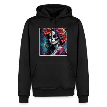 La Catrina/ Tattoo / Mexiko / Frau /Skull - Männer Premium Bio Hoodie - Schwarz - Vorne - Nico (187cm)
