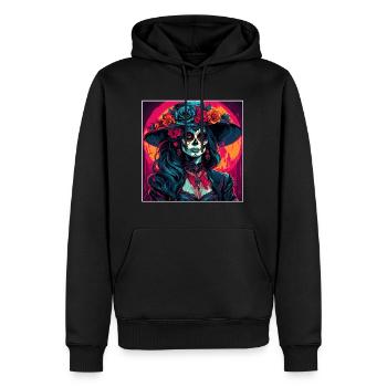 La Catrina/ Tattoo / Mexique / Crâne / Crâne - Sweat à capuche Premium bio Homme - noir - Devant - Nico (187cm)
