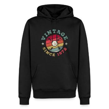 Vintage 1972 - Männer Premium Bio Hoodie - Schwarz - Vorne - Nico (187cm)
