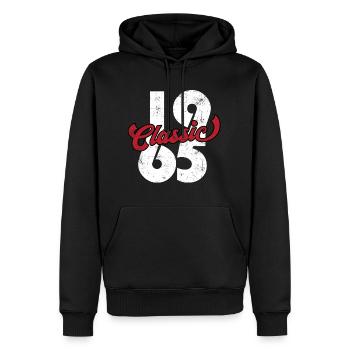 Millésime 1965 - Sweat à capuche Premium bio Homme - noir - Devant - Nico (187cm)